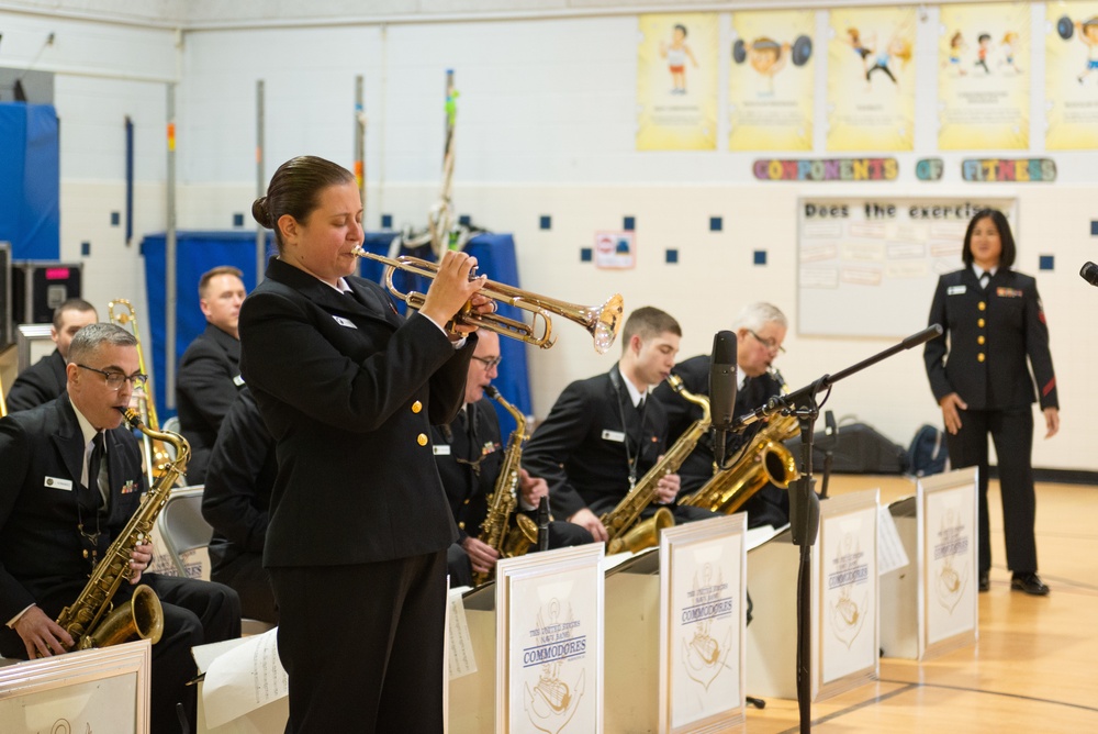 U.S. Navy Band Commodores perform at Cardinal Forest Elementary School