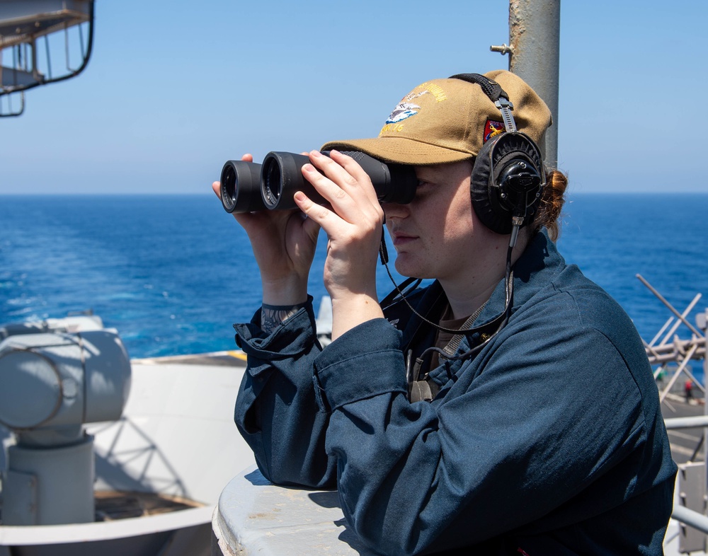 The Harry S. Truman Carrier Strike Group is on a scheduled deployment in the U.S. Sixth Fleet area of operations in support of naval operations to maintain maritime stability and security.