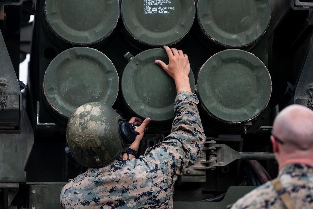U.S. Marines prepare HIMARS for Emerald Warrior 22.1