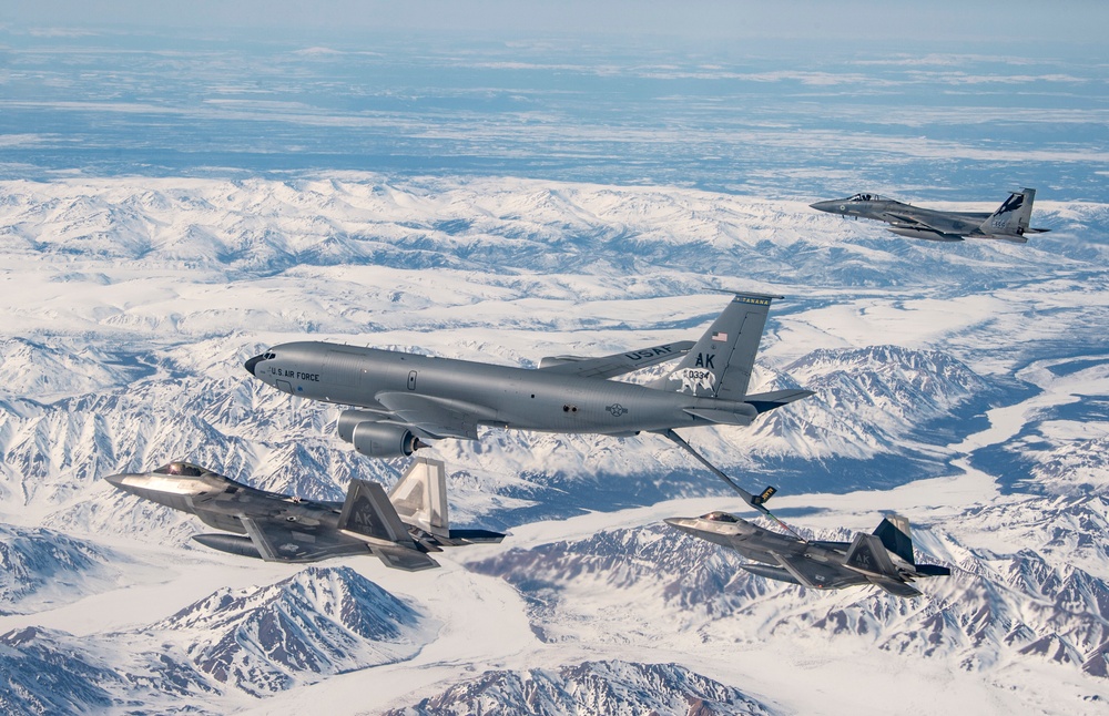 F-15 Trains with F-22 Raptors