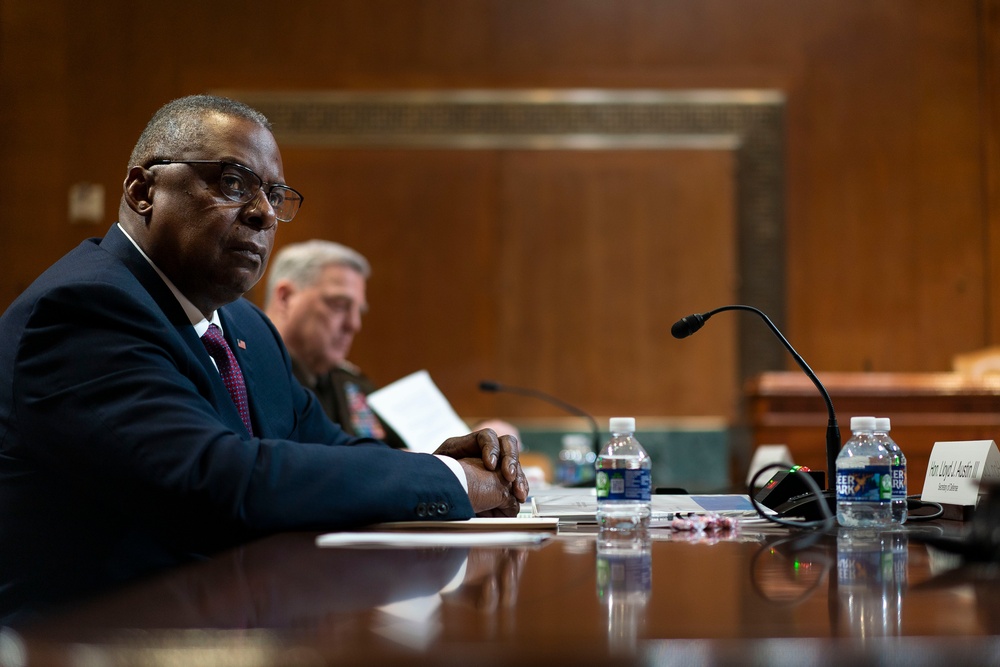 Secretary Austin and Chairman of the Joint Chief of Staff Milley testify at a Senate Appropriations Subcommittee on Defense hearing