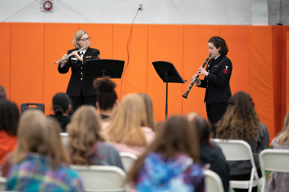 Navy musicians work with students in Massillon, Ohio