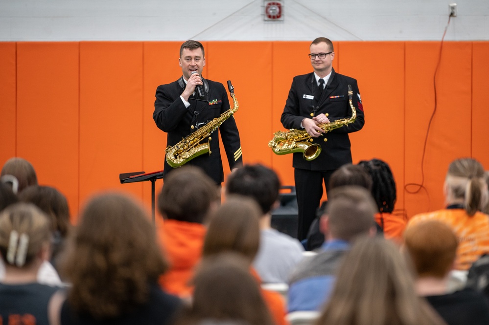 Navy musicians work with students in Massillon, Ohio