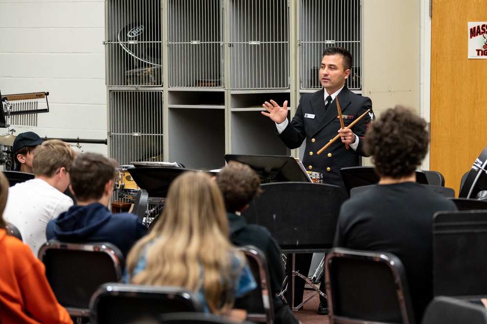 Navy musicians work with students in Massillon, Ohio