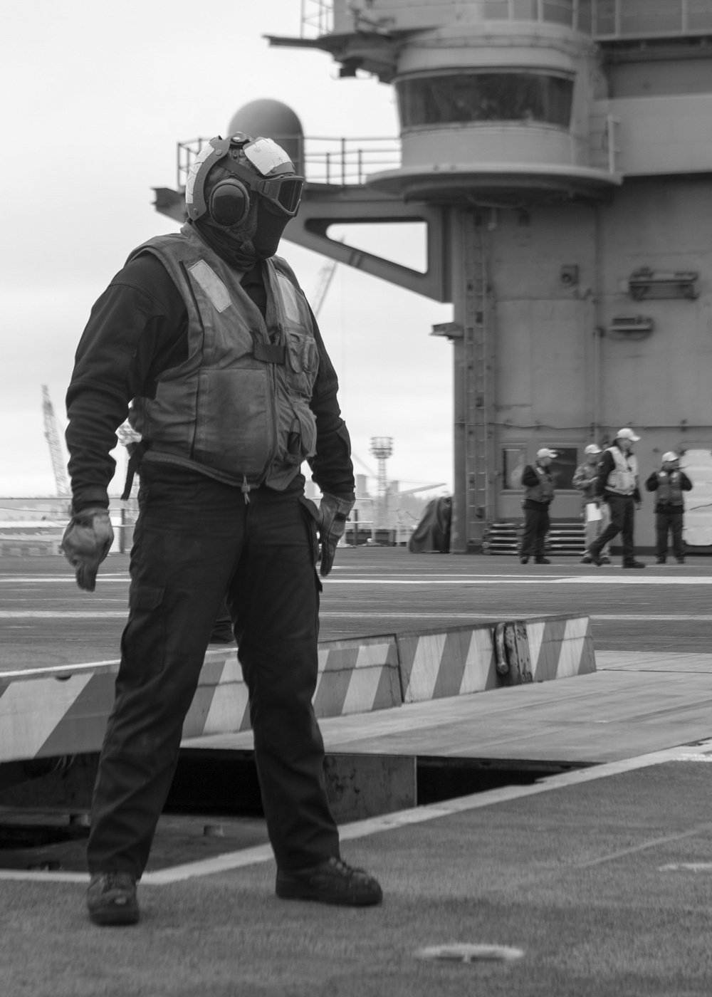 Sailor Conducts A Drill On The Flight Deck