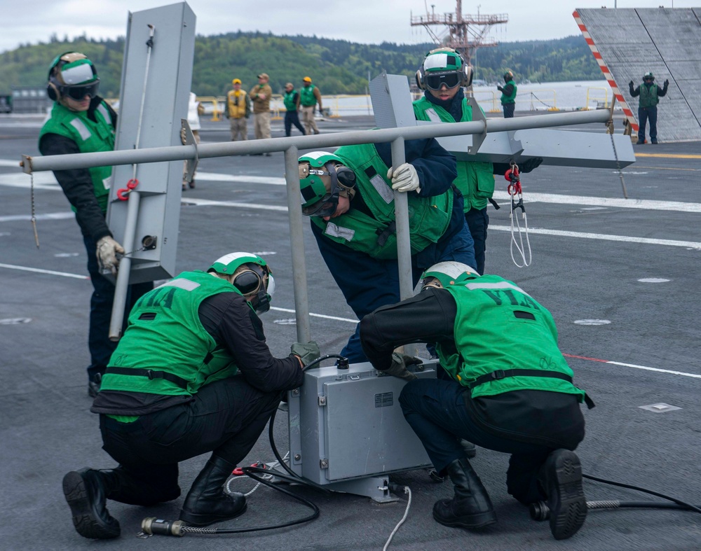 Sailors Conduct Drills On The Flight Deck