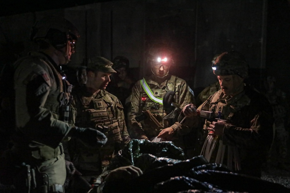 U.S. Soldiers and Combined, Joint forces conduct a mass casualty exercise at Al Asad Air Base