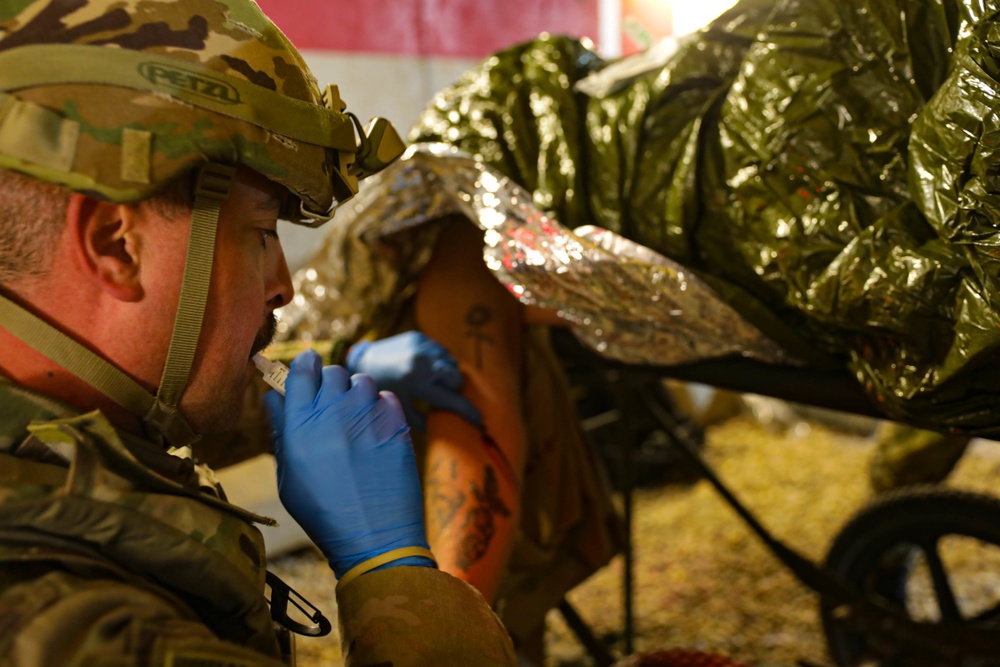U.S. Soldiers and Combined, Joint forces conduct a mass casualty exercise at Al Asad Air Base