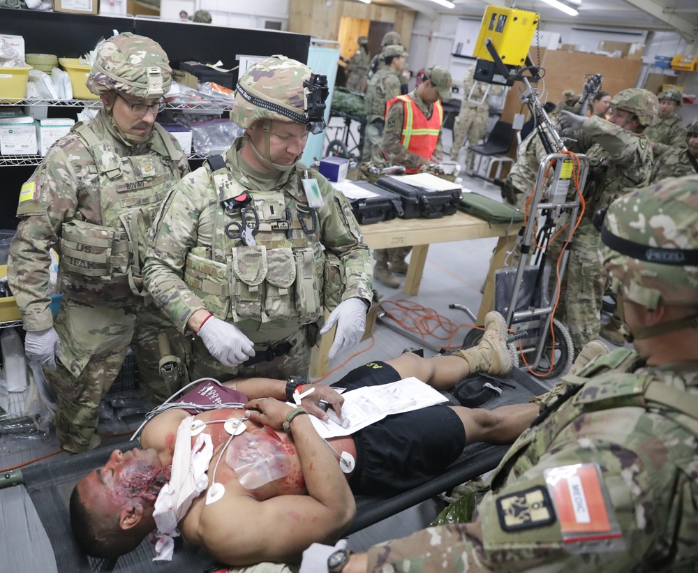 U.S. Soldiers and Combined, Joint forces conduct a mass casualty exercise at Al Asad Air Base