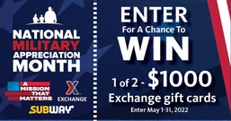 Exchange Giving Away $2,000 in Gift Cards for National Military Appreciation Month