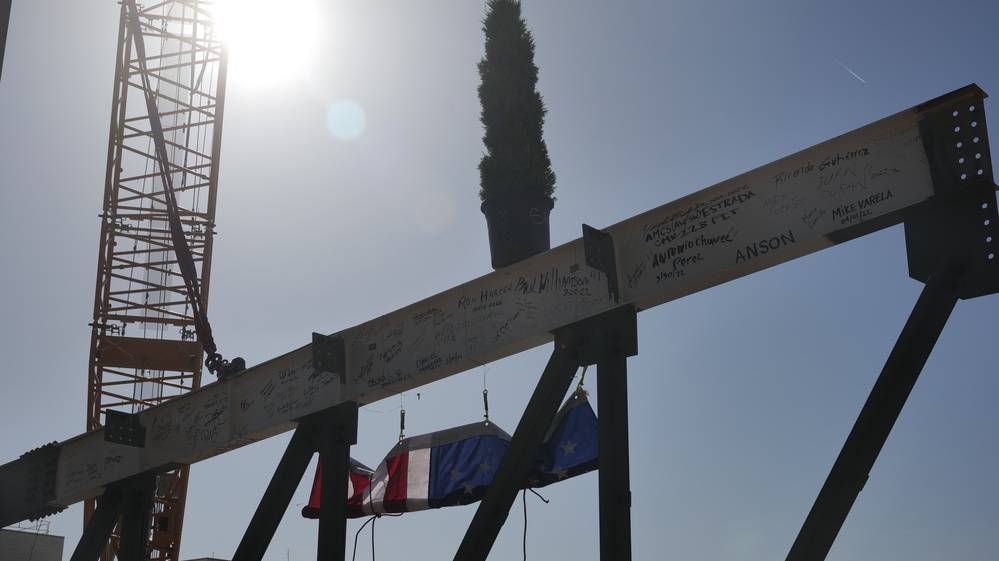 Topping-Off-Ceremony Signed Beam Lifted Into Place