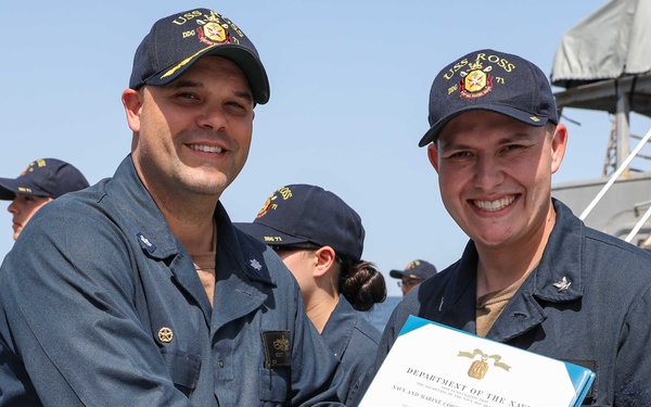 USS Ross Sailors receive Navy and Marine Corps Achievement Medals