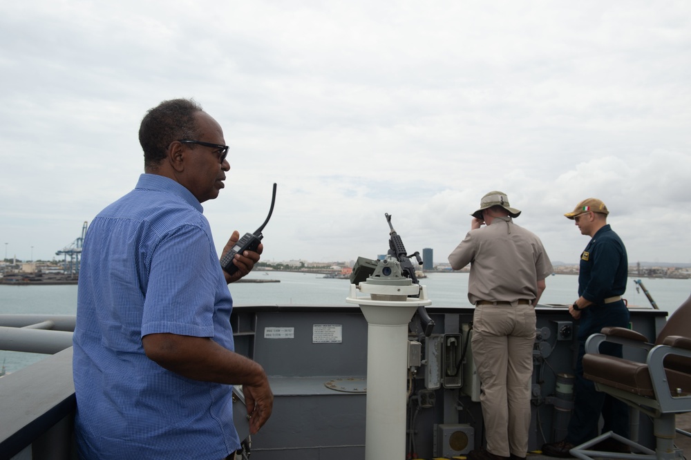 Commandant of Port of Djibouti Pilots Mount Whitney Out of Port