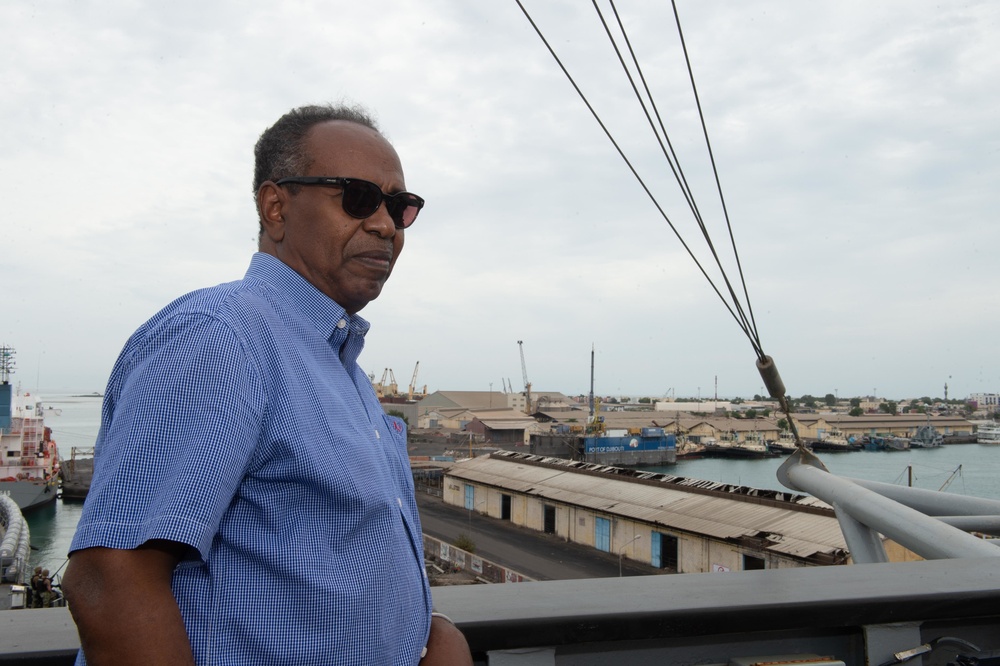 Commandant of Port of Djibouti Pilots Mount Whitney Out of Port