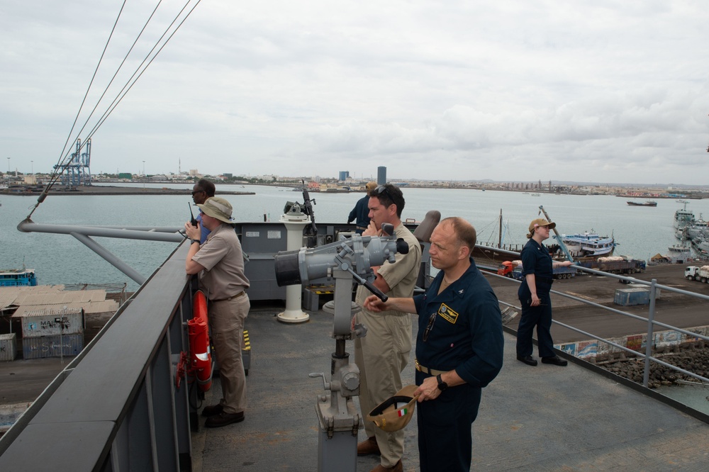 Commandant of Port of Djibouti Pilots Mount Whitney Out of Port