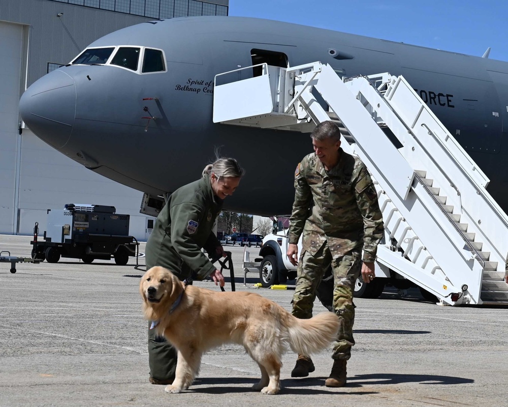 CNGB Visits 157th Air Refueling Wing, Meets Official Mascot