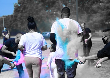 Langley Airmen and families participate in a color run