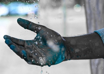Langley Airmen and families participate in a color run