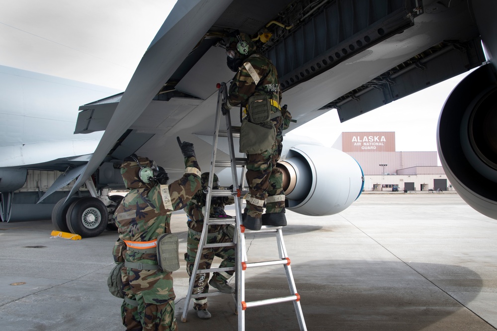 168th Wing trains for contested environment scenarios, delivering in-flight refueling