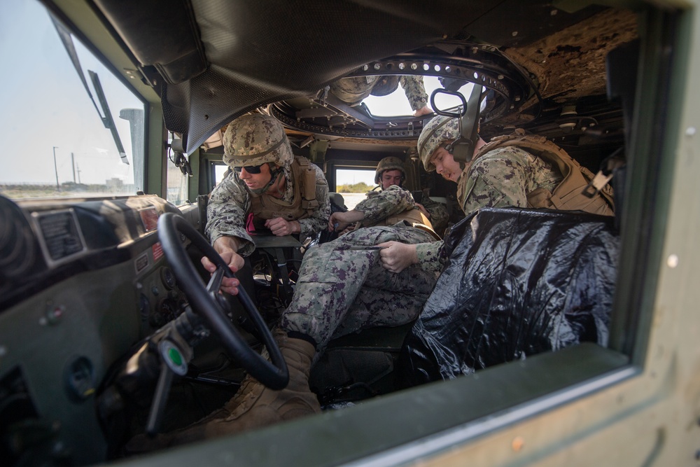 NMCB-5 rehearse tactical convoy skills during SMS Training