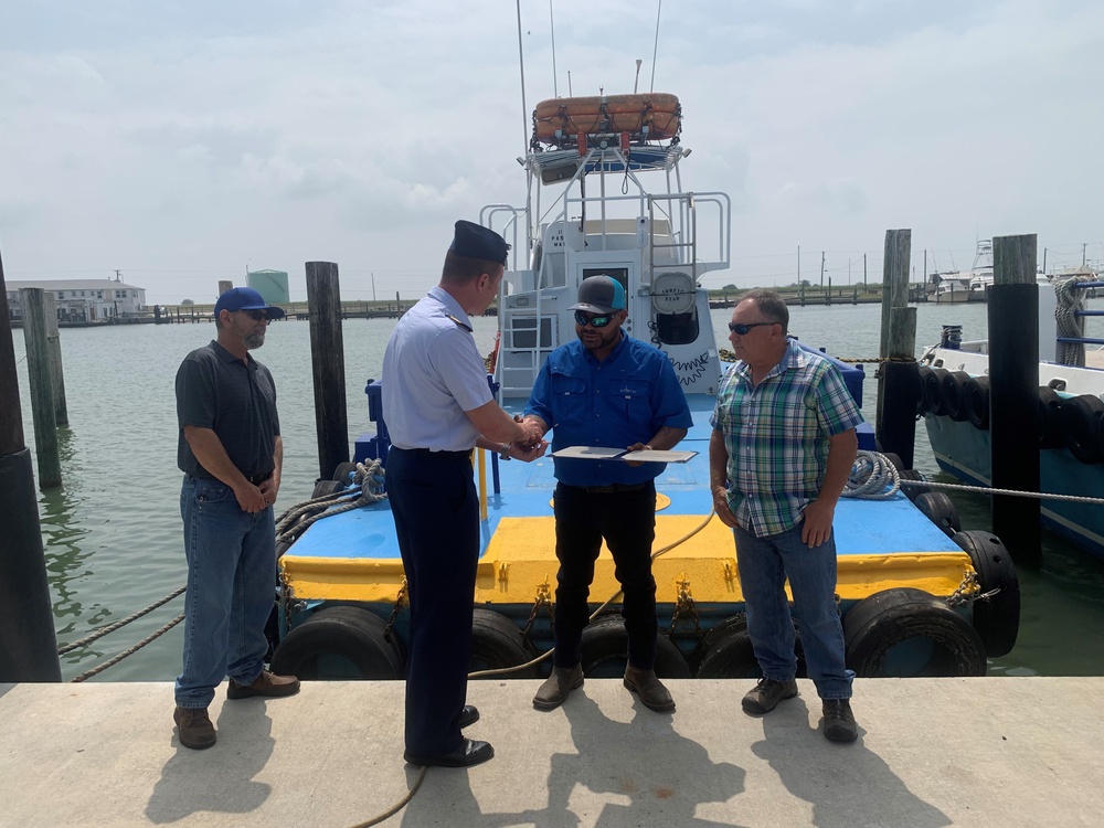 Coast Guard recognizes crew boat captain for heroic actions in Brownsville Ship Channel