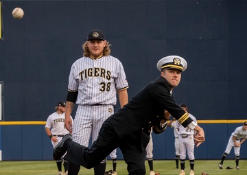 PCU New Jersey XO throws first pitch during Trenton Navy Week