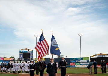 PCU New Jersey XO throws first pitch during Trenton Navy Week