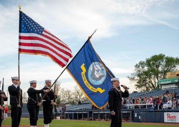 PCU New Jersey XO throws first pitch during Trenton Navy Week