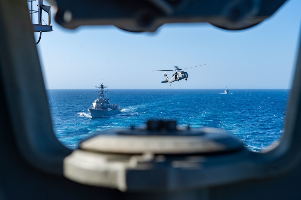 The Harry S. Truman Carrier Strike Group is on a scheduled deployment in the U.S. Sixth Fleet area of operations in support of naval operations to maintain maritime stability and security.