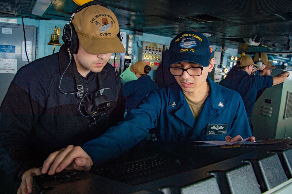 The Harry S. Truman Carrier Strike Group is on a scheduled deployment in the U.S. Sixth Fleet area of operations in support of naval operations to maintain maritime stability and security.