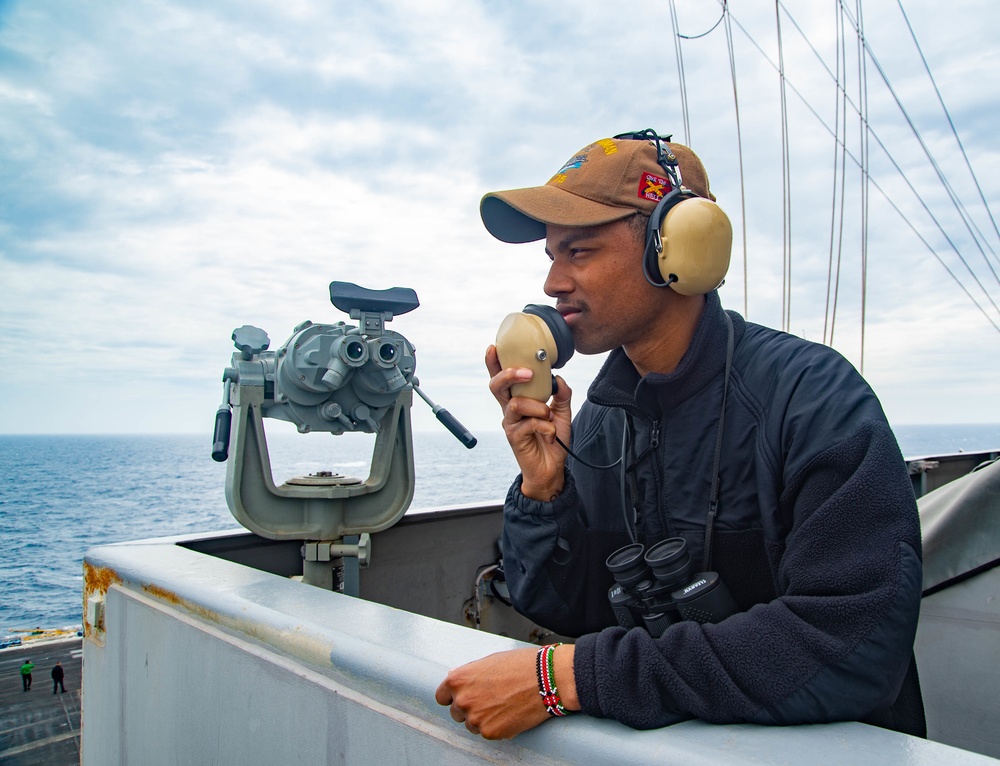 The Harry S. Truman Carrier Strike Group is on a scheduled deployment in the U.S. Sixth Fleet area of operations in support of naval operations to maintain maritime stability and security.