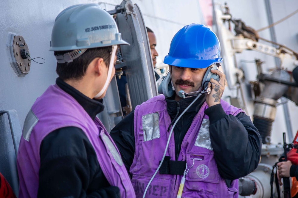 USS Jason Dunham (DDG 109) Conducts Replenishment-at-Sea with USNS Supply (T-AOE-6)