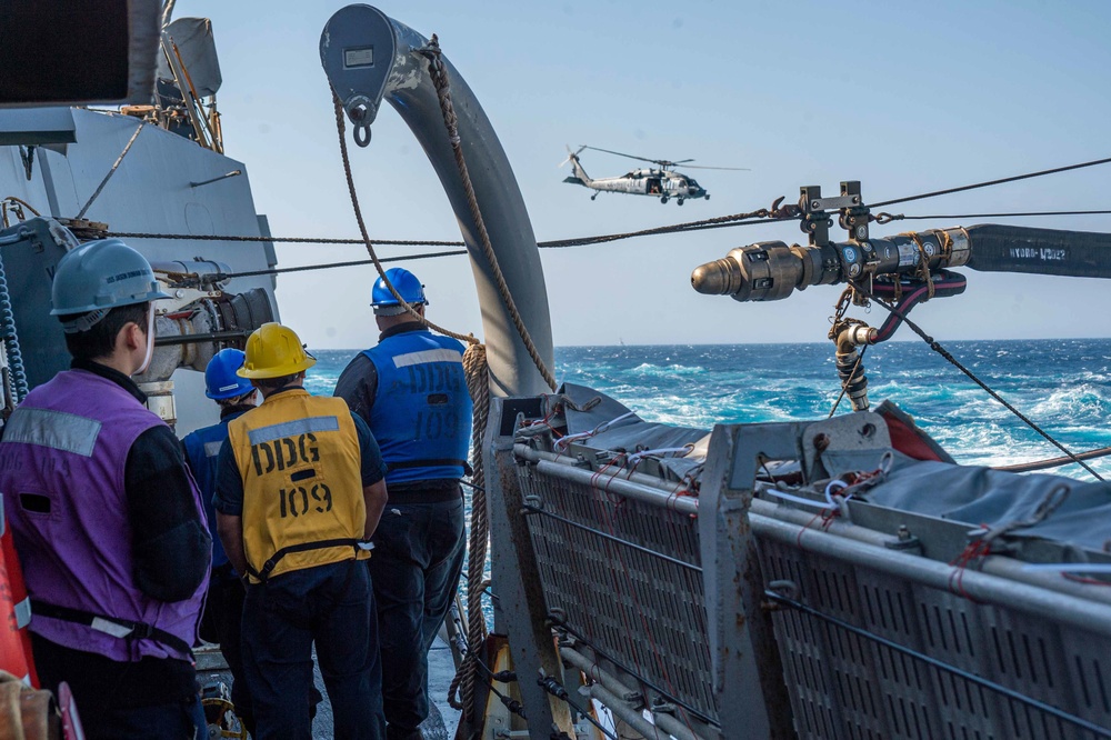 USS Jason Dunham (DDG 109) Conducts Replenishment-at-Sea with USNS Supply (T-AOE-6)