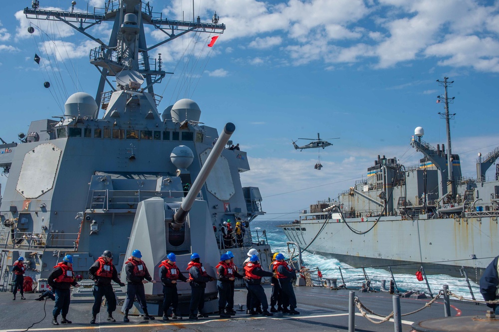 USS Jason Dunham (DDG 109) Conducts Replenishment-at-Sea with USNS Supply (T-AOE-6)