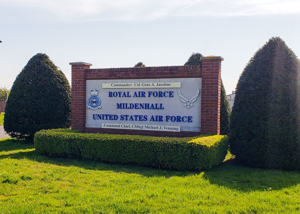 RAF Mildenhall Base Sign