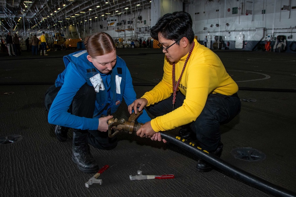 USS Ronald Reagan (CVN 76) Conducts Aqueous Film Forming Foam System Test
