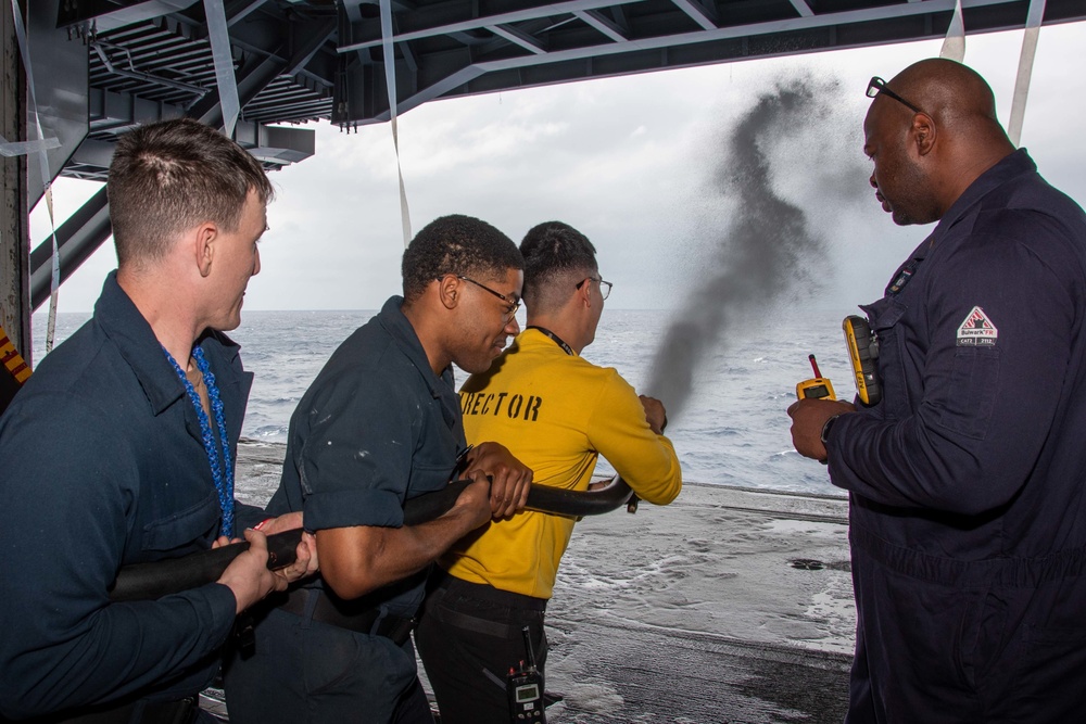 USS Ronald Reagan (CVN 76) Conducts Aqueous Film Forming Foam System Test
