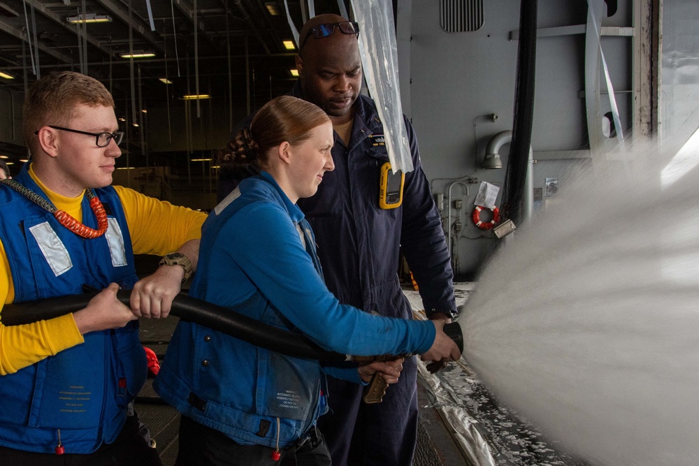 USS Ronald Reagan (CVN 76) Conducts Aqueous Film Forming Foam System Test