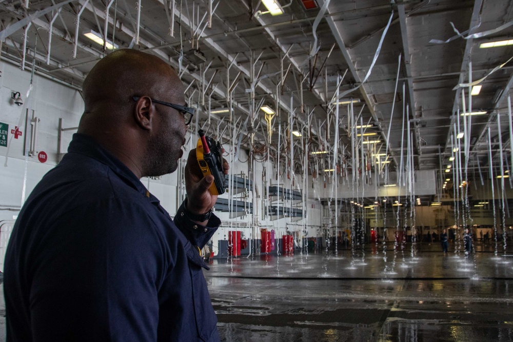 USS Ronald Reagan (CVN 76) Conducts Aqueous Film Forming Foam System Test