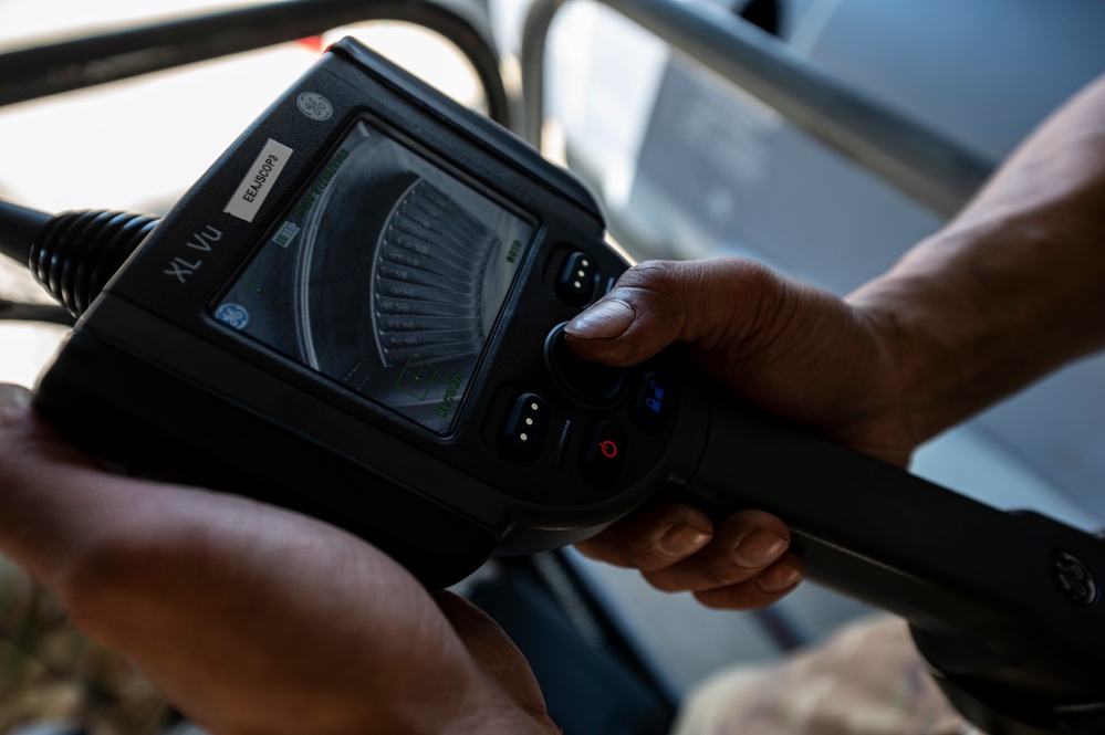 27th and 1st SOAMXS conduct an MC-130J Commando II aircraft engine inspection