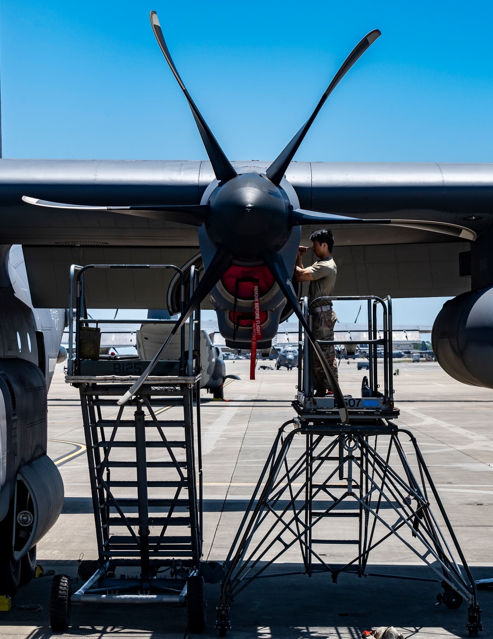 27th and 1st SOAMXS conduct an MC-130J Commando II aircraft engine inspection