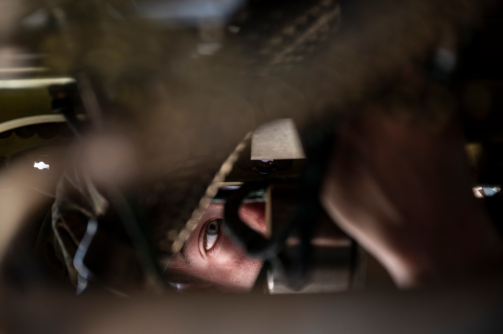 27th and 1st SOAMXS conduct an MC-130J Commando II aircraft engine inspection