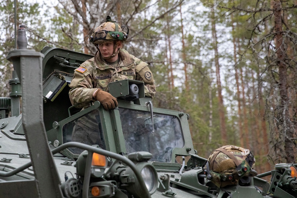 Spc. James Dudgeon of 4th Squadron, 2d Cavalry Regiment observes Exercise Arrow 22 training