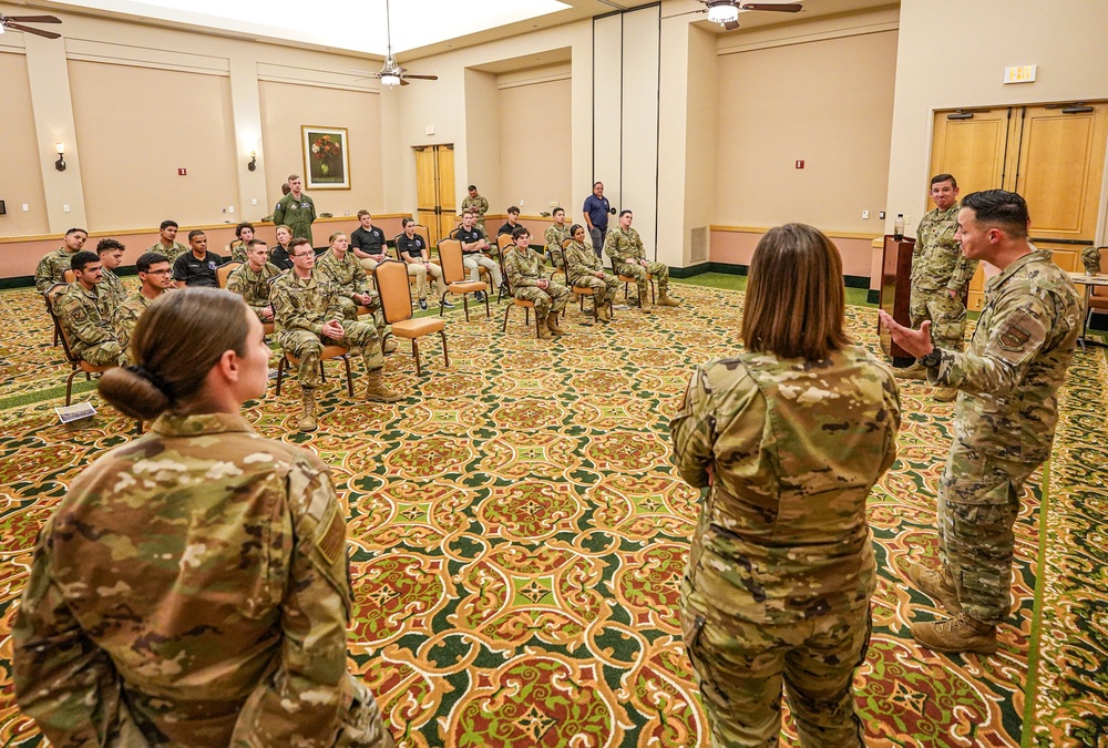 688th Cyberspace Wing officers engage with Texas Christian Academy AFROTC Cadets