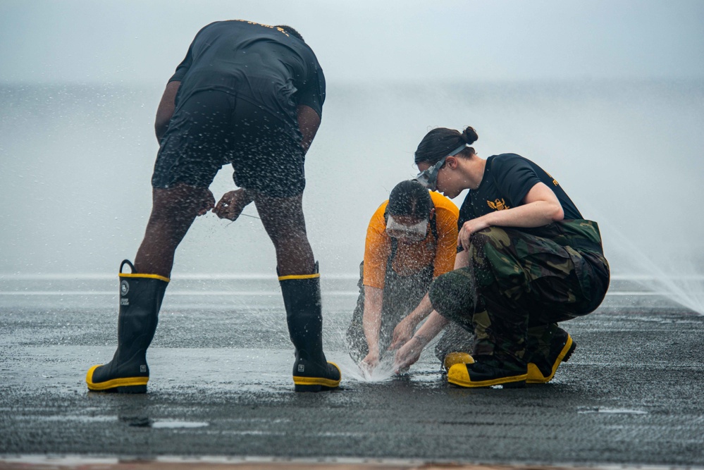 USS Ronald Reagan (CVN 76) Conducts Countermeasure Wash-down Test