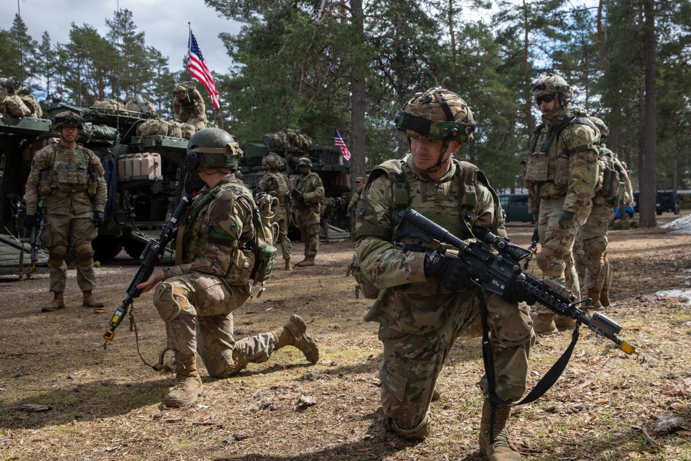 U.S. Army Soldiers conduct fire safety drill prior to tactical road march during Exercise Arrow 22