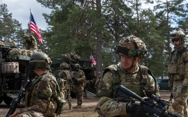 U.S. Army Soldiers conduct fire safety drill prior to tactical road march during Exercise Arrow 22