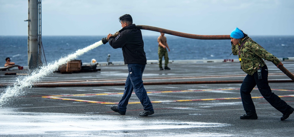 USS Ronald Reagan (CVN 76) Conducts Flight Deck Scrub Exercise