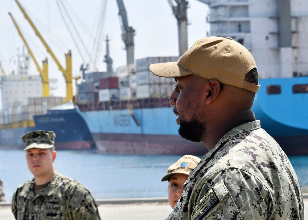 Port-Ops Sailor reenlists onboard Port Hueneme