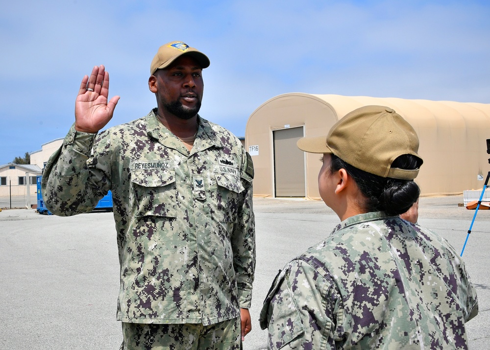 Port-Ops Sailor reenlists onboard Port Hueneme